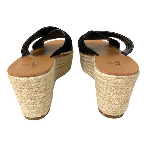 Susina Black Suede Leather Summer Comfort Wedges Platform Espadrille Sandals, 9 - Picture 5 of 11